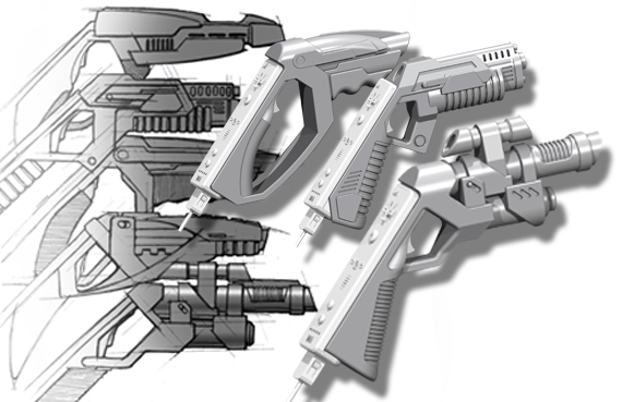 Cobalt Flux Wii Gun Industrial Design Slide 1- Industrial Design Sketches and Rendering