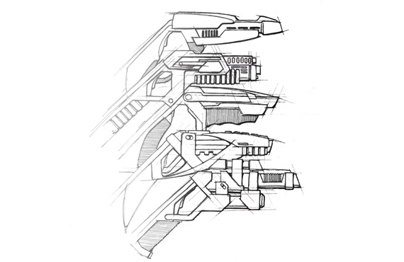Metropolis Design Design Process Slide 1 - Conceptual Sketches of Wii Gun