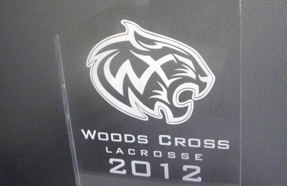 Bountiful High School Lacrosse Laser Etching Slide 1 - Laser etched lacrosse trophy