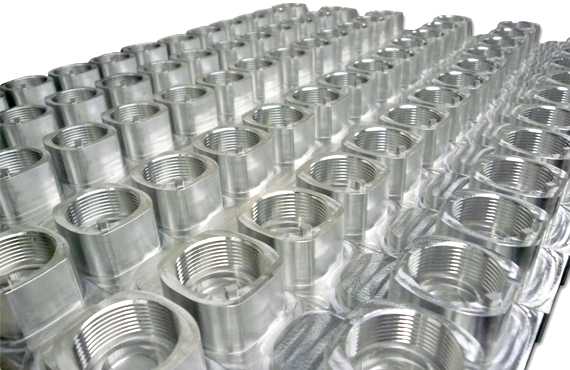 Salem 6 Slide 3 - Machined Tube Stock Adapters before anodizing for mka 1919